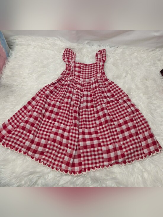 Old Navy Other - Old Navy Red and White Gingham Ruffle Strap Dress